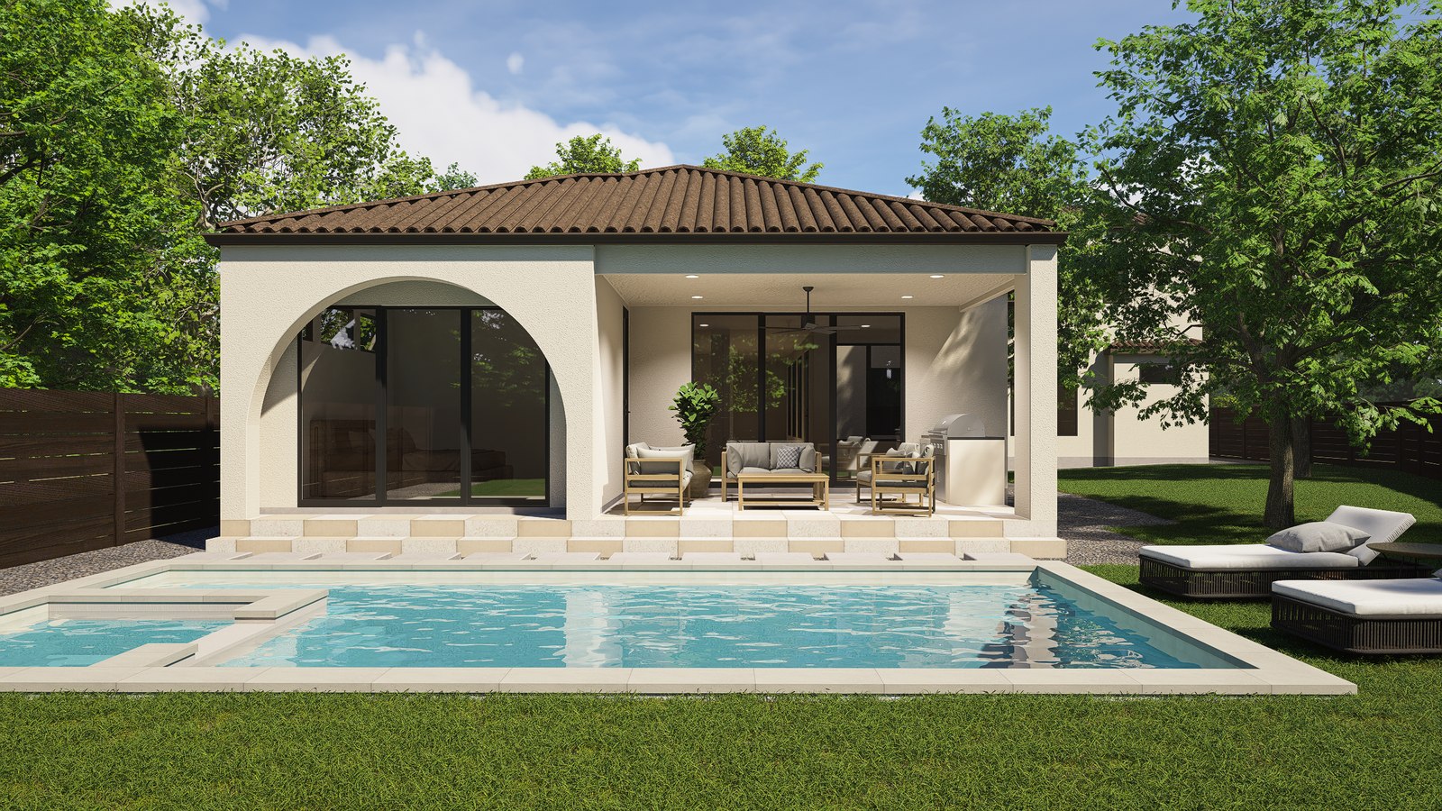 Rear Elevation with Pool